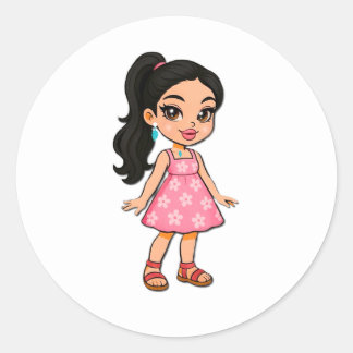 Cute Kawaii Girl Sticker | Pink Floral Dress Chibi