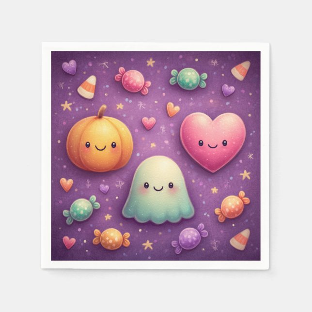 Cute Kawaii Halloween Napkins Serviette (Vorderseite)