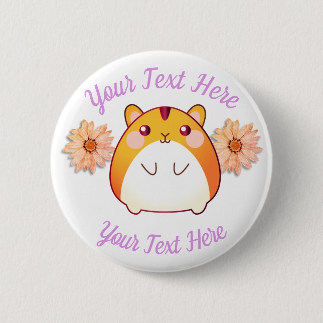 Cute Kawaii Hamster Custom Button (Vorderseite)