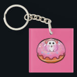 Cute Kawaii Hamster in Pink Frosted Donut Art Schlüsselanhänger<br><div class="desc">Satisfy your sweet tooth with this incredibly cute hamster and donut design! The artwork showcases a cheerful little hamster peeking out from the hole of a huge, glossy pink donut complete with colorful sprinkles. This fun, kawaii-style illustration is perfect for children's clothing, sweet birthday party invitations, cute stickers, or as...</div>