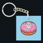 Cute Kawaii Hamster in Pink Frosted Donut Art Schlüsselanhänger<br><div class="desc">Satisfy your sweet tooth with this incredibly cute hamster and donut design! The artwork showcases a cheerful little hamster peeking out from the hole of a huge, glossy pink donut complete with colorful sprinkles. This fun, kawaii-style illustration is perfect for children's clothing, sweet birthday party invitations, cute stickers, or as...</div>