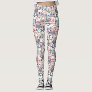 Cute Kawaii Hiver Chat Motif Leggings
