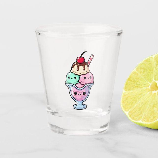 Cute Kawaii Ice Cream Sundae Schnapsglas (Vorderseite)