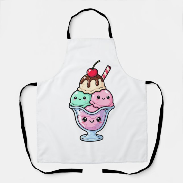 Cute Kawaii Ice Cream Sundae Schürze (Vorderseite)