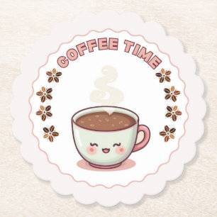 Cute Kawaii Kaffeetasse Untersetzer Coffee Time