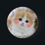 Cute Kawaii Kitten Blush Face Button BadgeButton<br><div class="desc">“Adorable kawaii kitten with big sparkling eyes and cute blush cheeks. Perfect for decorating backpacks,  jackets,  notebooks,  or gifting to cat lovers. Add a touch of cuteness to your everyday life!”</div>