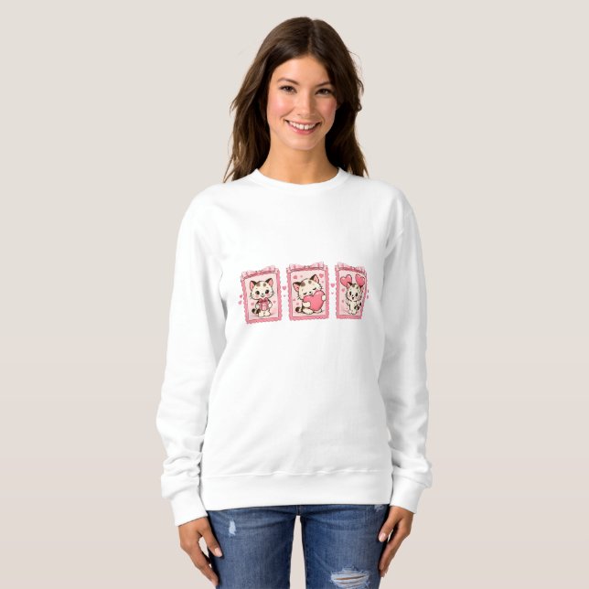 Cute Kawaii Kitten Love Sweatshirt (Vorne ganz)
