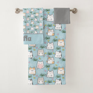Cute kawaii kitty motif gris bleu nom