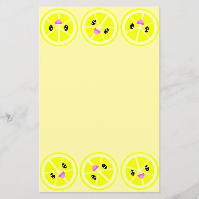 Cute Kawaii Lemon Bordure Léonade Papier de papete (Devant)