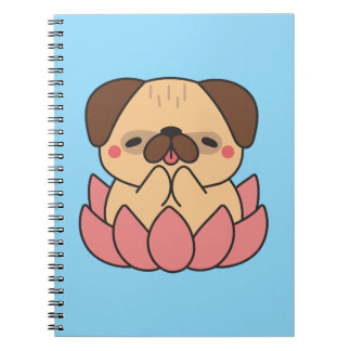 Cute Kawaii Meditating Pug Lotus Flower Zen Dog Notizblock
