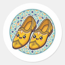 Cute Kawaii Moroccan Yellow Belgha Shoes anSticker
