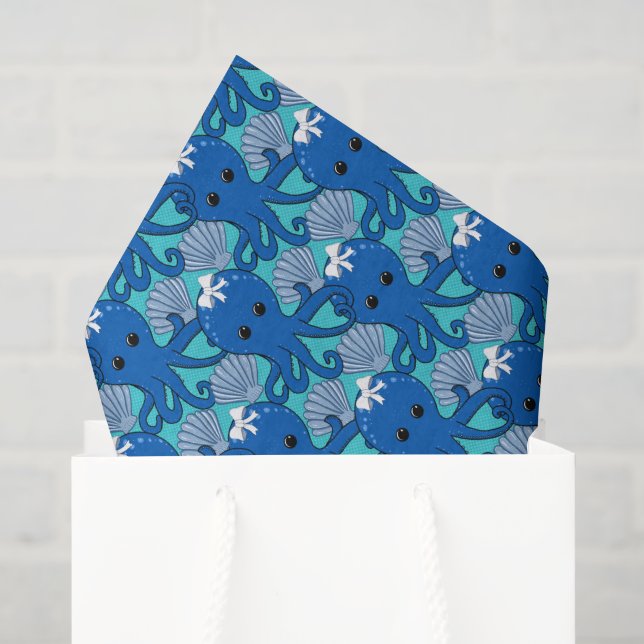 Cute Kawaii Octopus & Seashell Gift Tissue Paper Seidenpapier (Geschenktüte)