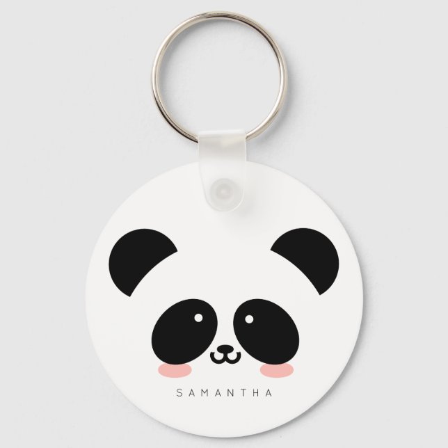 Cute Kawaii Panda | Add Your Name Schlüsselanhänger (Vorderseite)