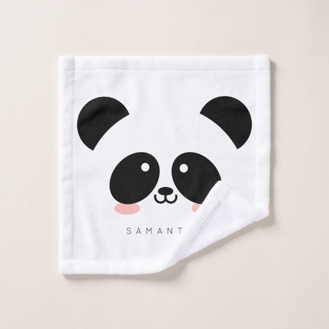 Cute Kawaii Panda| Ajouter votre nom (Gant de toilette)
