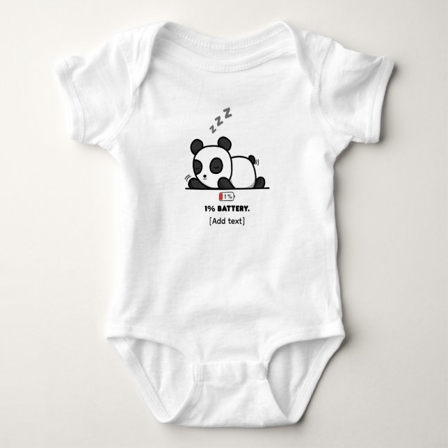 : Cute Kawaii Panda - Low Battery 1% Nap Time Baby Strampler (Vorderseite)