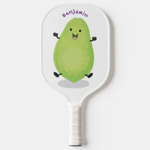 Cute kawaii papaya paw paw cartoon illustration pickleball schläger