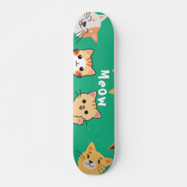 Cute Kawaii Peeking Cats Pattern Skateboard