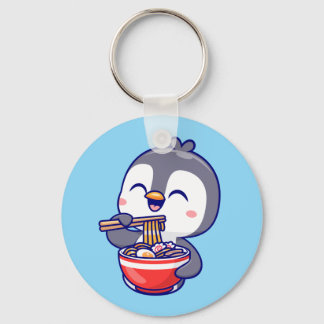 Cute Kawaii Penguin Eating Ramen Bowl Schlüsselanhänger