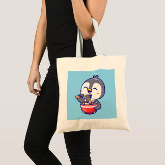 Cute Kawaii Penguin Eating Ramen Bowl Tragetasche