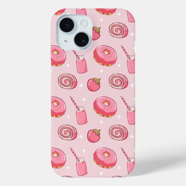 Cute Kawaii Pink Aesthetic Foods Seamless Pattern Case-Mate iPhone Hülle (Rückseite)
