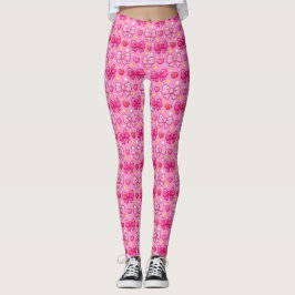 Cute Kawaii Pink Bows Girly Leggings