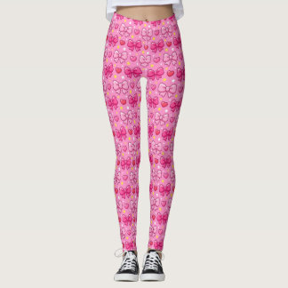Cute Kawaii Pink Bows Girly Leggings