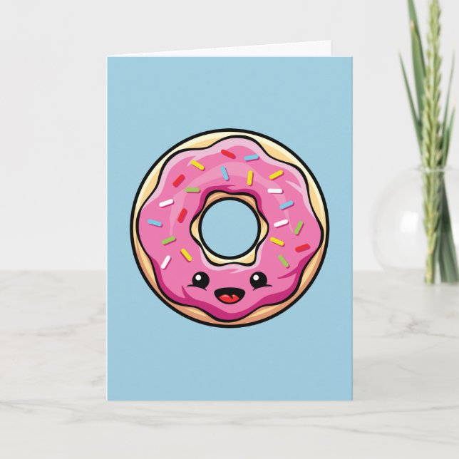 Cute Kawaii Pink Donut Karte (Vorderseite)