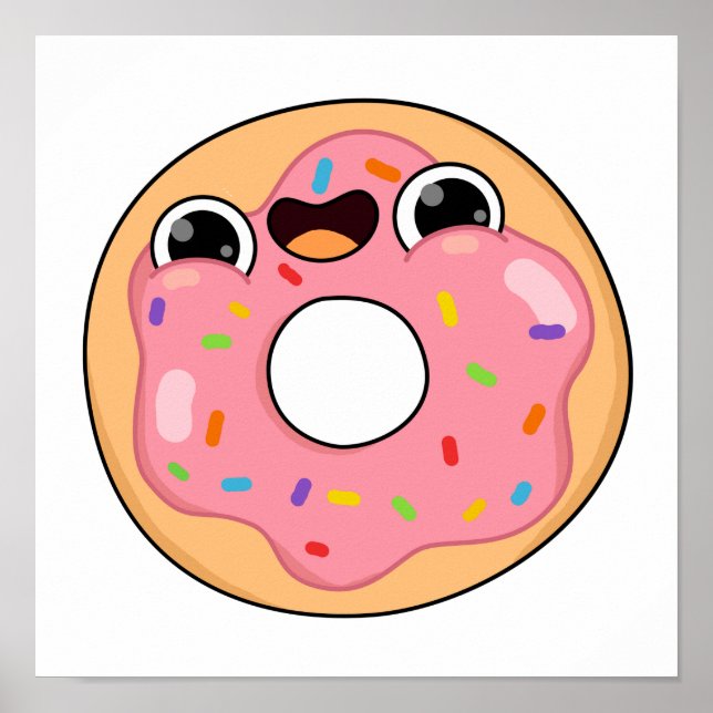Cute Kawaii Pink Donut Poster (Vorne)