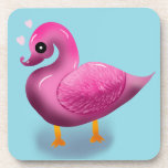 Cute Kawaii Pink Duck & Hearts Nursery Art Getränkeuntersetzer<br><div class="desc">Quack up a smile with this incredibly cute pink duck design! This unique illustration features a glossy, 3D-style duck with a soft, textured wing, looking lovingly at floating pink hearts. It's an adorable and modern take on a classic childhood favorite. Perfect for decorating a baby girl's nursery, making a sweet...</div>