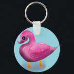 Cute Kawaii Pink Duck & Hearts Nursery Art Schlüsselanhänger<br><div class="desc">Quack up a smile with this incredibly cute pink duck design! This unique illustration features a glossy, 3D-style duck with a soft, textured wing, looking lovingly at floating pink hearts. It's an adorable and modern take on a classic childhood favorite. Perfect for decorating a baby girl's nursery, making a sweet...</div>