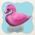 Cute Kawaii Pink Duck & Hearts Nursery Art Untersetzer<br><div class="desc">Quack up a smile with this incredibly cute pink duck design! This unique illustration features a glossy, 3D-style duck with a soft, textured wing, looking lovingly at floating pink hearts. It's an adorable and modern take on a classic childhood favorite. Perfect for decorating a baby girl's nursery, making a sweet...</div>