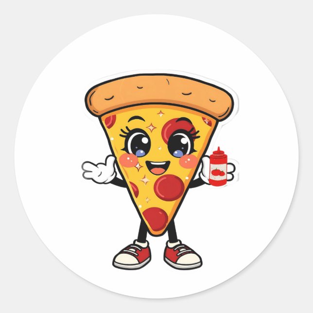 Cute Kawaii Pizza Sticker (Vorderseite)