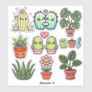 Cute Kawaii Plants Aufkleber