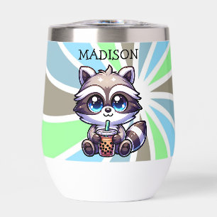 Cute Kawaii Raccoon avec thé bulle Personnalisé