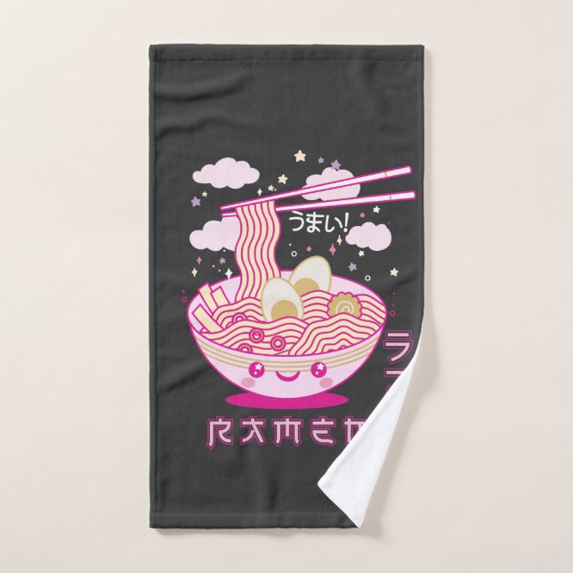 Cute Kawaii Ramen Anime nouilles Ramen Filles, Ado (Serviette à main)