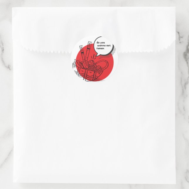 Cute Kawaii Ramen - Funny Japanese Food  Runder Aufkleber (Tasche)