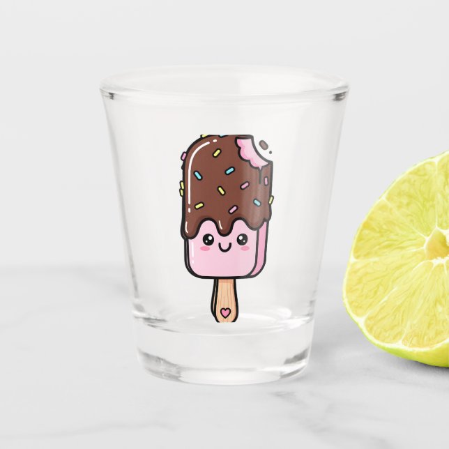 Cute Kawaii Smiling Popsicle Schnapsglas (Vorderseite)