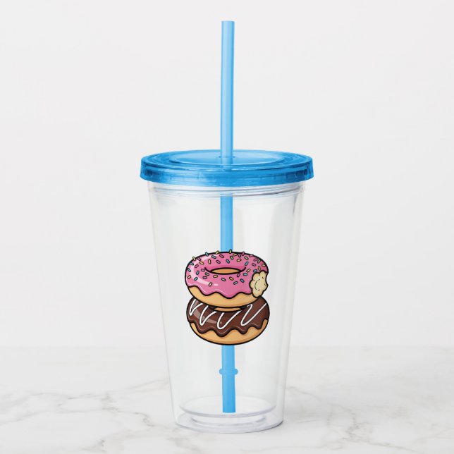 Cute Kawaii Stacked Donuts Illustration Acryltrinkbecher (Vorderseite)