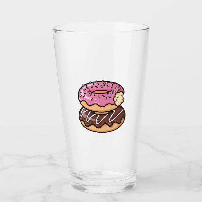 Cute Kawaii Stacked Donuts Illustration Glas (Vorderseite)