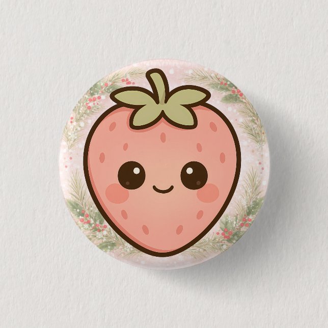 Cute Kawaii Strawberry Button  (Vorderseite)