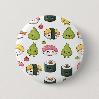 Cute Kawaii Sushi Pattern Button | Fun Foodie Pin 