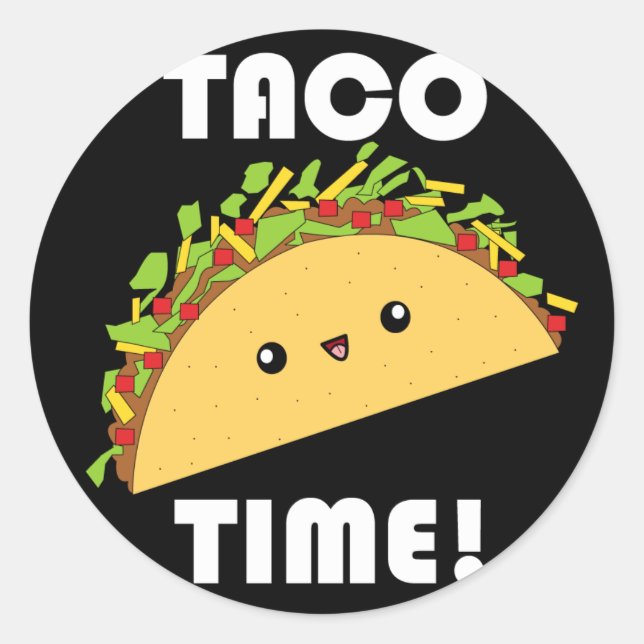 Cute kawaii Taco Time! autocollants (Devant)
