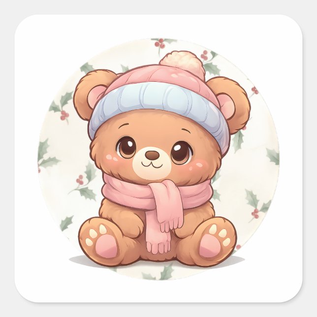 Cute Kawaii Teddy Bear Sticker  (Devant)