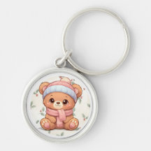 Cute Kawaii Teddy Bear Winter Keychain
