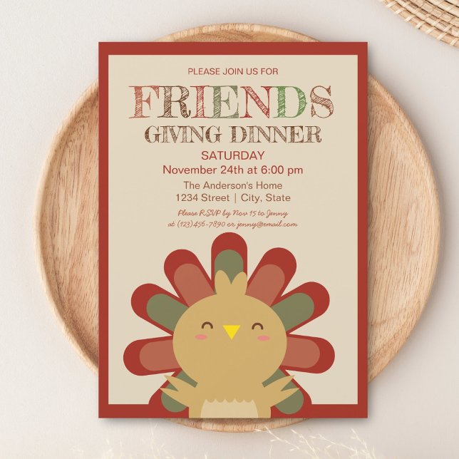 Cute Kawaii Turquie Thanksgiving Dîner Invitation (Créateur téléchargé)