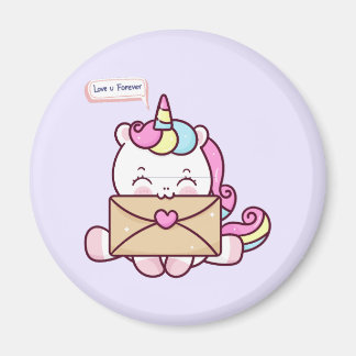 Cute Kawaii Unicorn Love Illustration Magnet