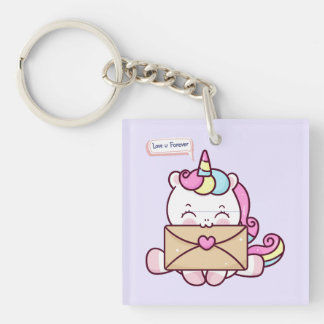 Cute Kawaii Unicorn Love Illustration Schlüsselanhänger