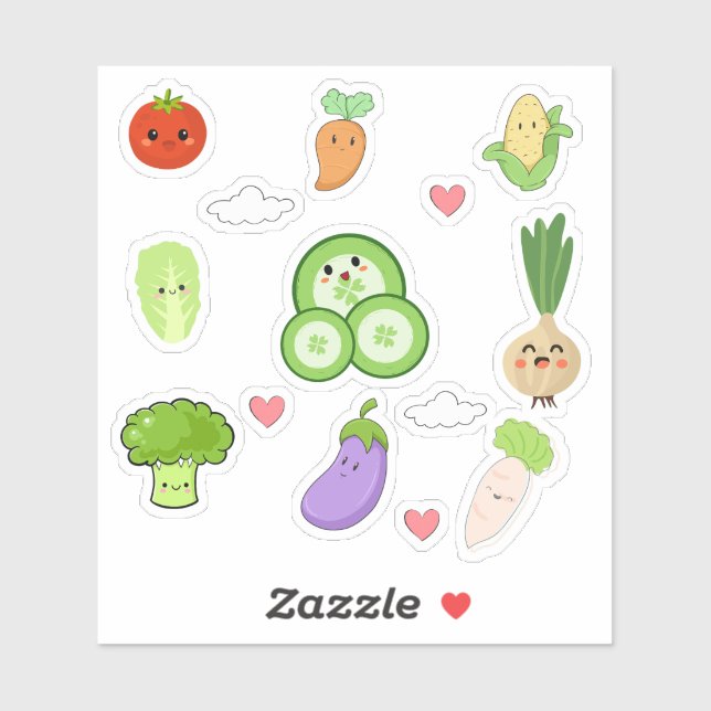 Cute Kawaii Vegetable Stickers (Feuille)