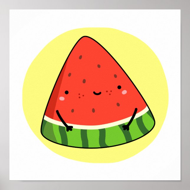 Cute Kawaii Watermelon Slice Poster (Vorne)