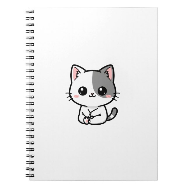 Cute Kawaii White Gray Kitten Notizblock (Vorderseite)
